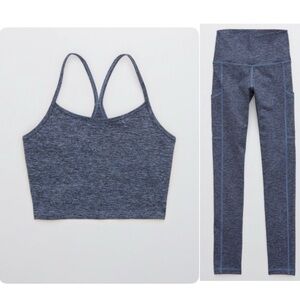 Offline by Aerie The Hugger Heathered Navy Leggings and Top Set - Large